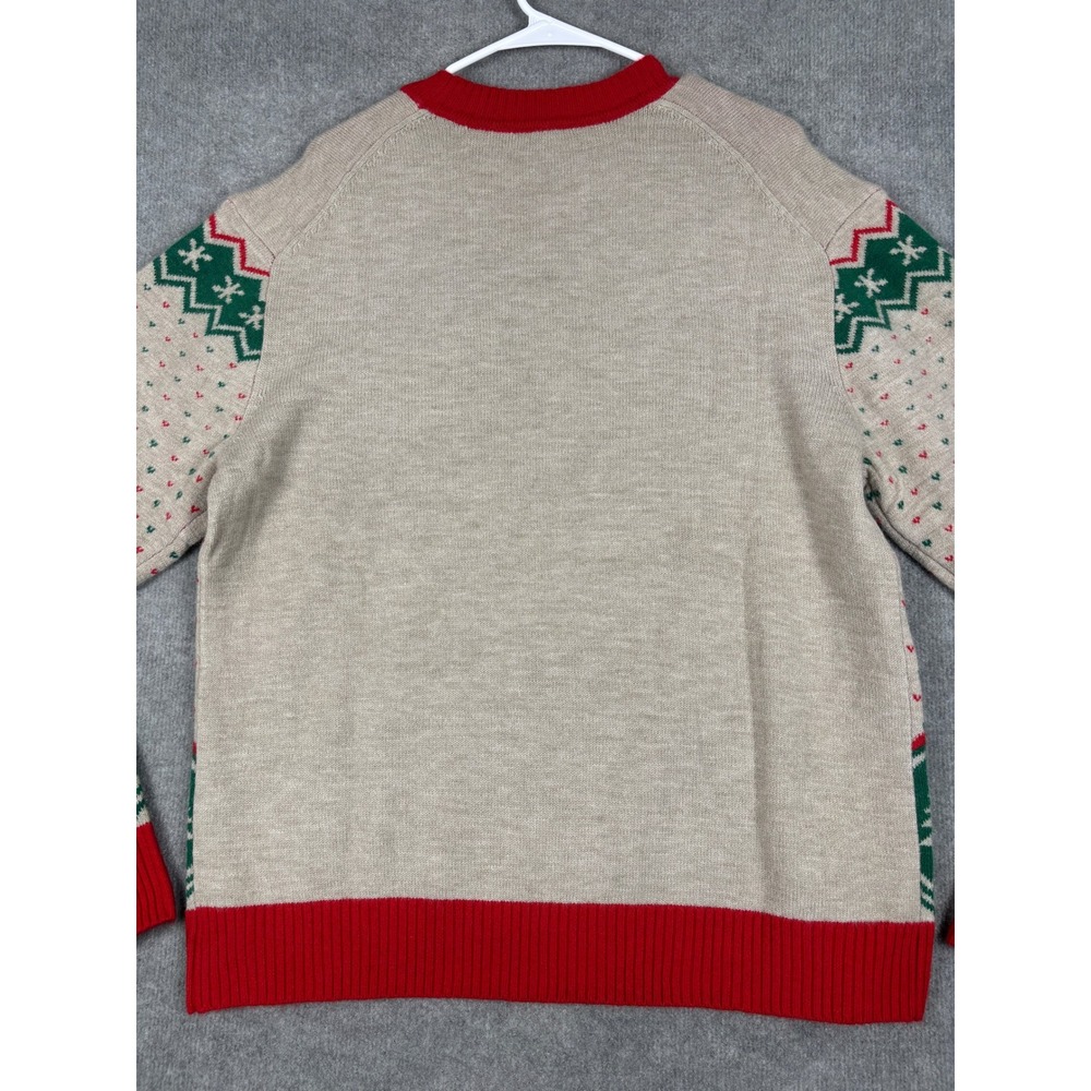 National Lampoon's Christmas Vacation Clark Griswold Sweater L Tan Red Green - Picture 5 of 9